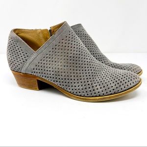 Lucky Brand Ankle Booties Boots Gray Perforated Leather Size 8